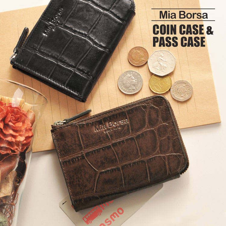 Mia Borsa/ミアボルサ 牛革 長財布 クロコダイル型押し 小銭入れ パスケース