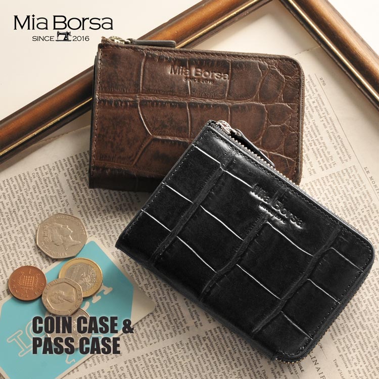 Mia Borsa/ミアボルサ 牛革 長財布 クロコダイル型押し 小銭入れ パスケース