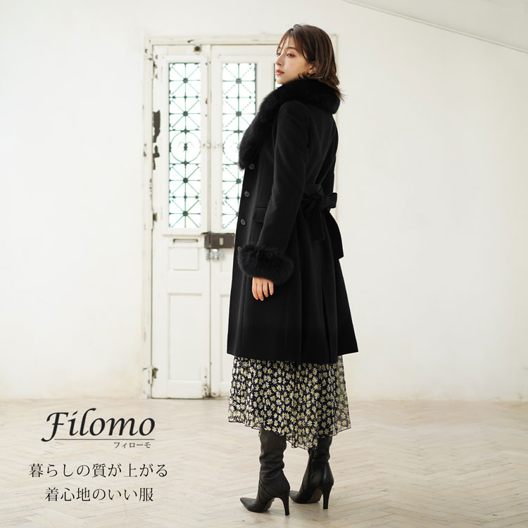 カシミヤ ブレンド ウール ロング コート レディース Filomo