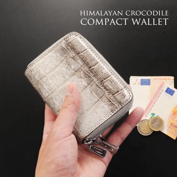 ヒマラヤ クロコダイル コンパクト 財布 本革 レディース