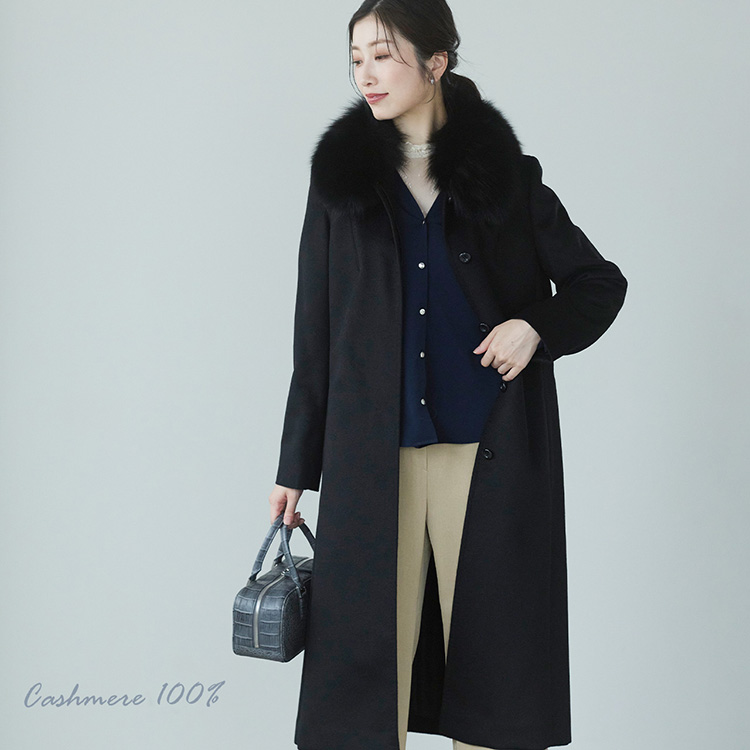 カシミヤロングコート 黒 ブラック