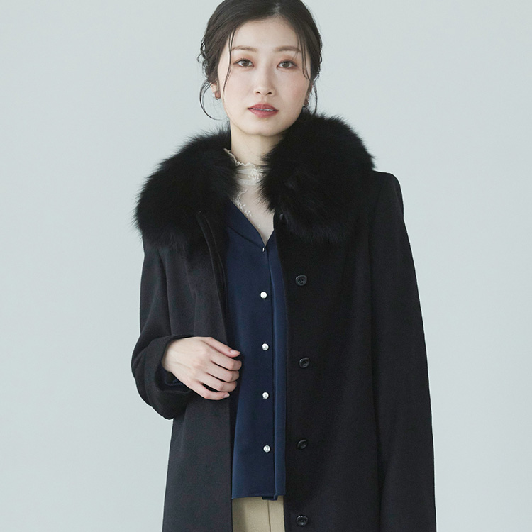 カシミヤロングコート 黒 ブラック