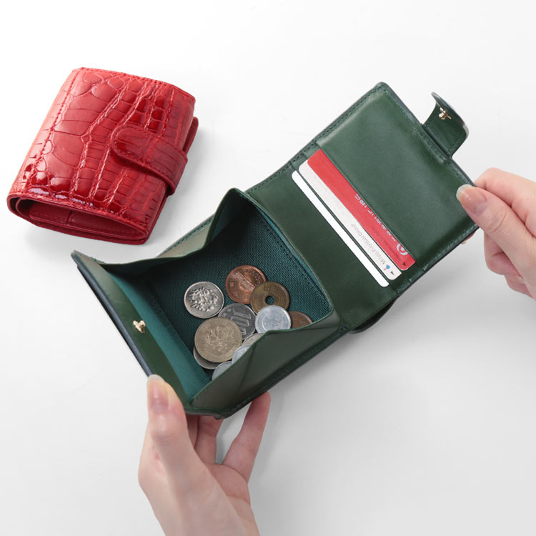 シャイニング クロコダイル コンパクト 財布 レディース