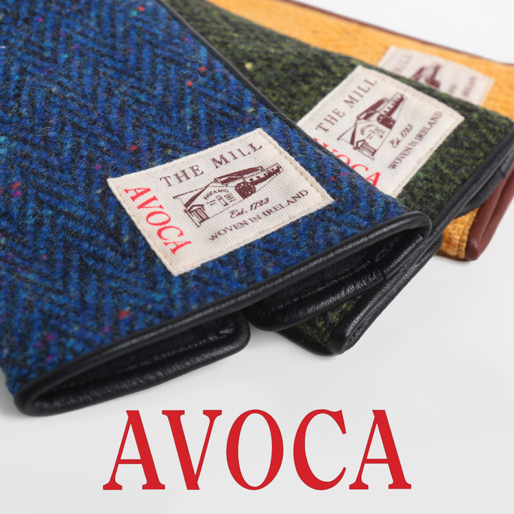 AVOCA ヘリンボーン ラム革 手袋 グローブ レディース　フリーサイズ