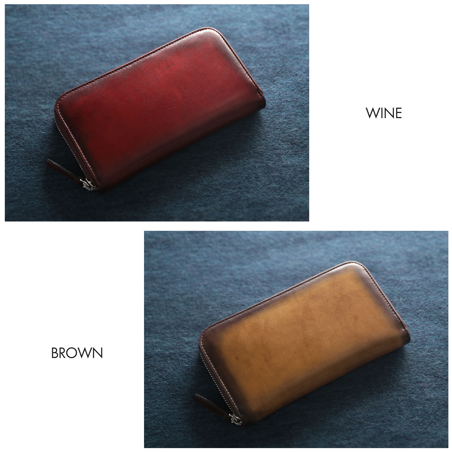 イタリア製本革長財布レッド/赤/ブラウン