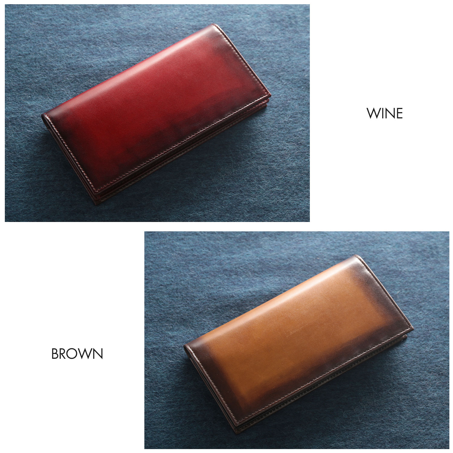 イタリア製本革長財布レッド/赤/ブラウン