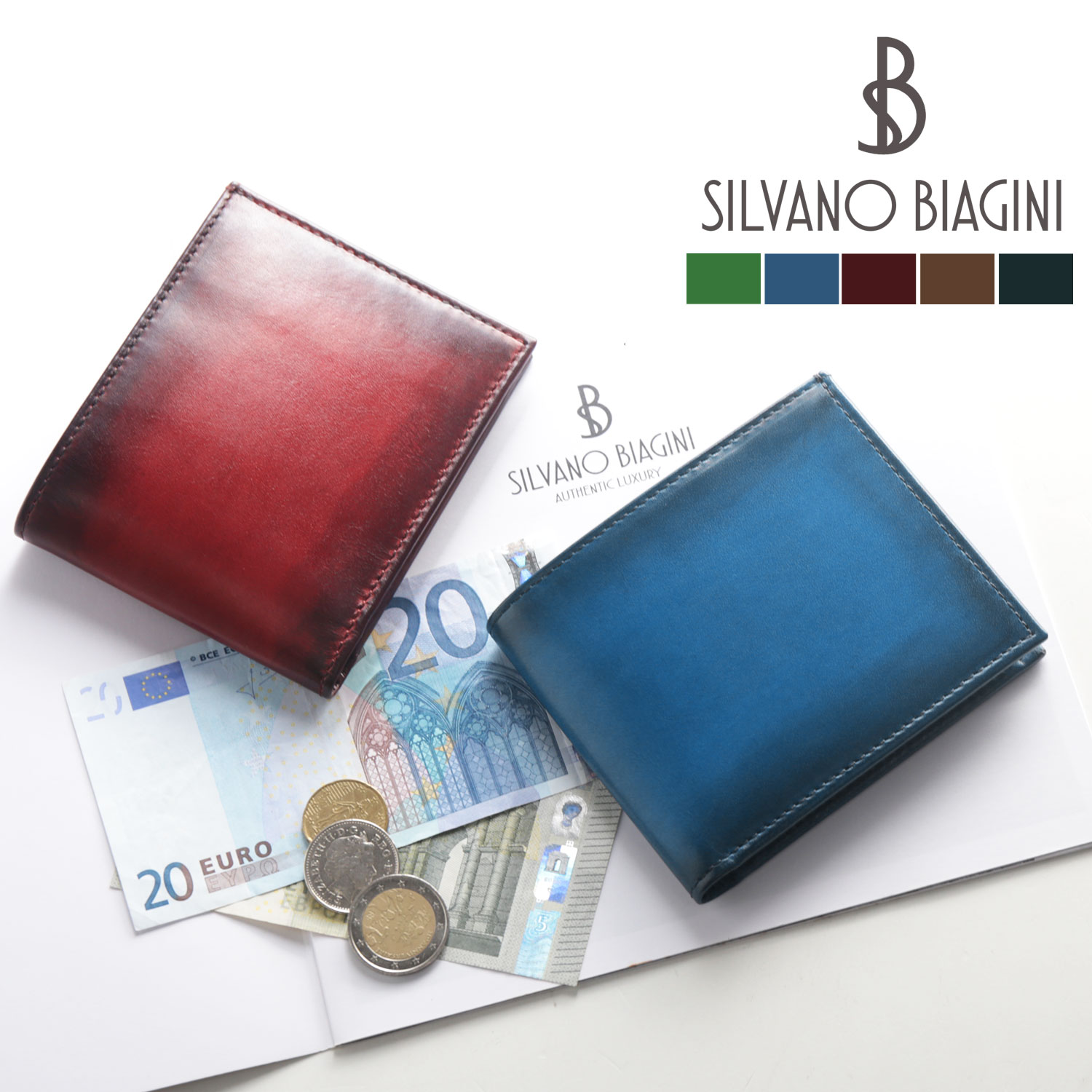 本革二つ折り財布イタリア製レザー