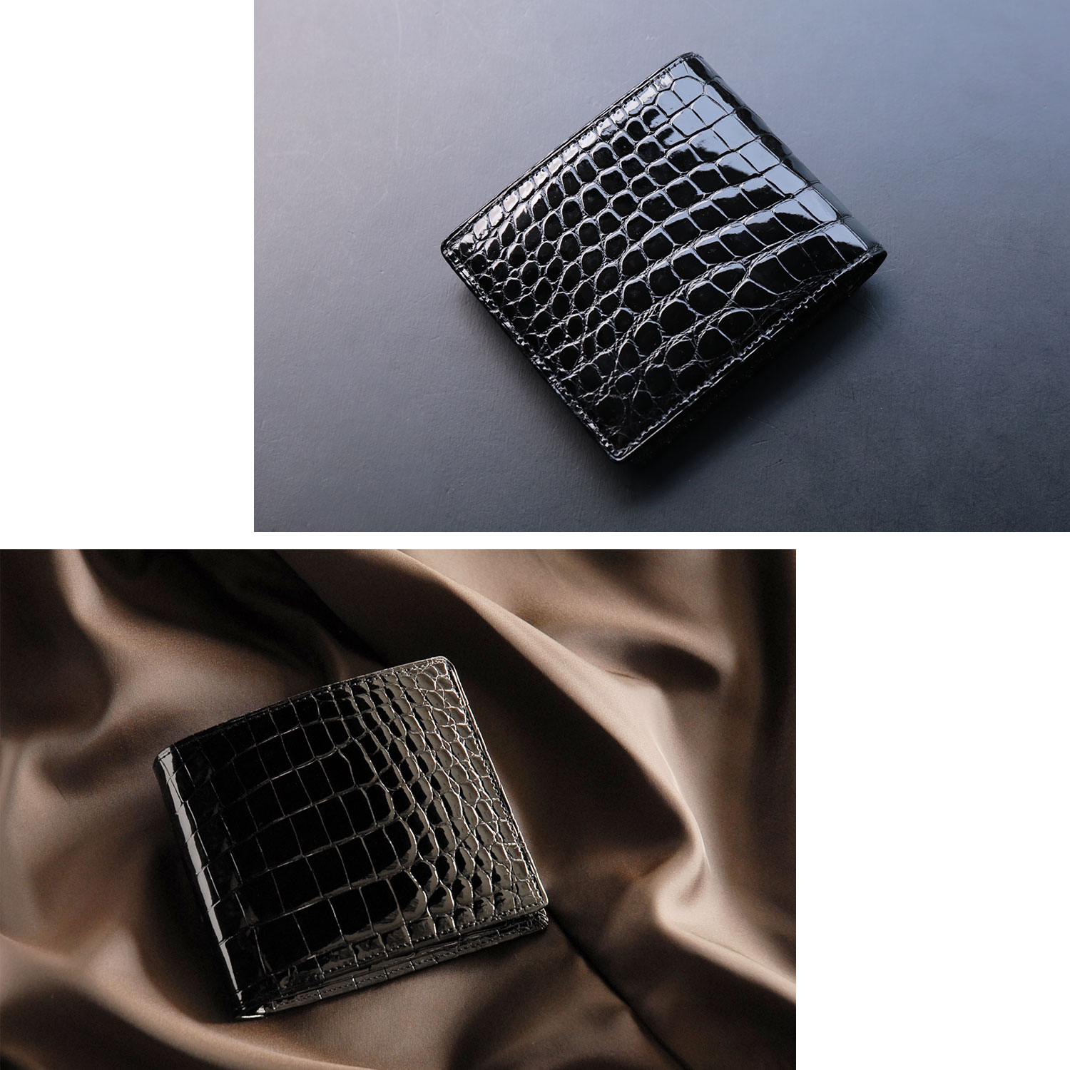 日本製二つ折り財布ナイルクロコダイル