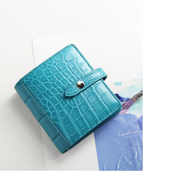 ブルー青クロコダイル財布