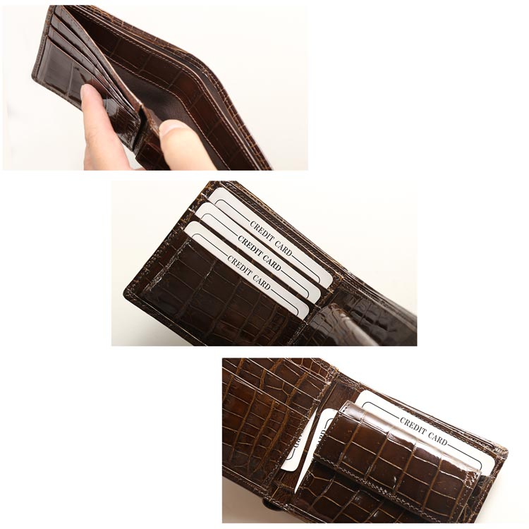クロコダイル 二つ 折り財布 日本製 シャイニング 加工 一枚革