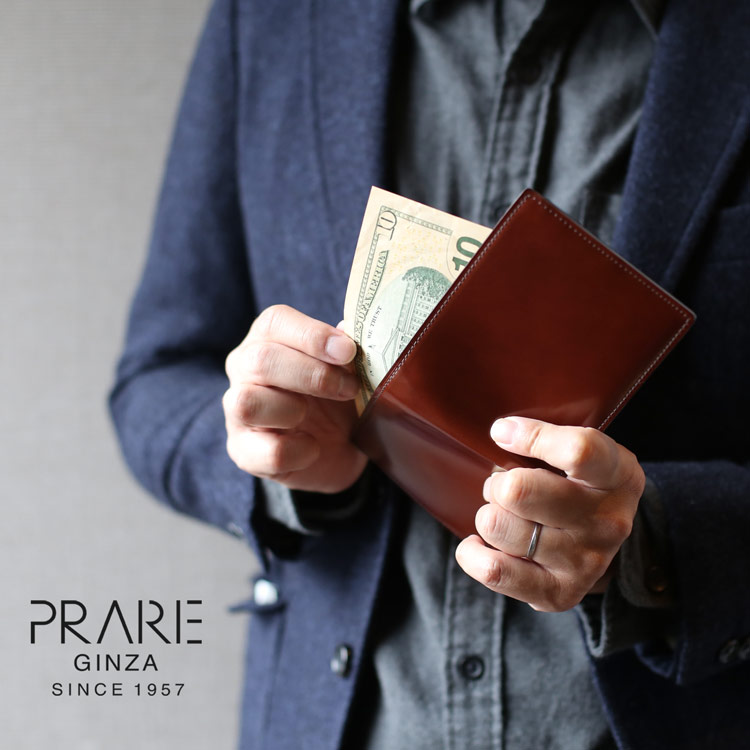 PRAIRIE[プレリー] ナチュラル コードバン 馬革 二つ折 財布 レディース
