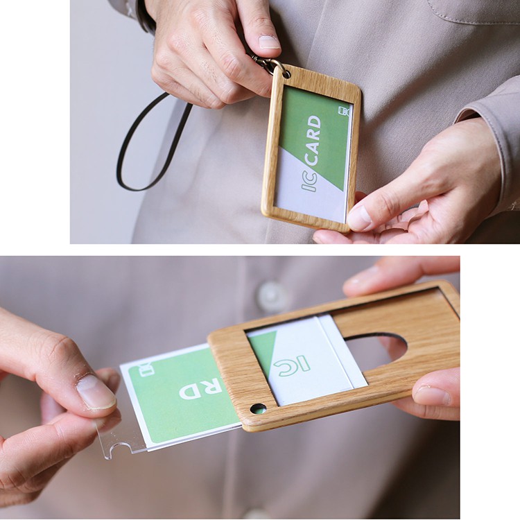 天然木 木製 ICカードケース 日本製 アクリルカバー