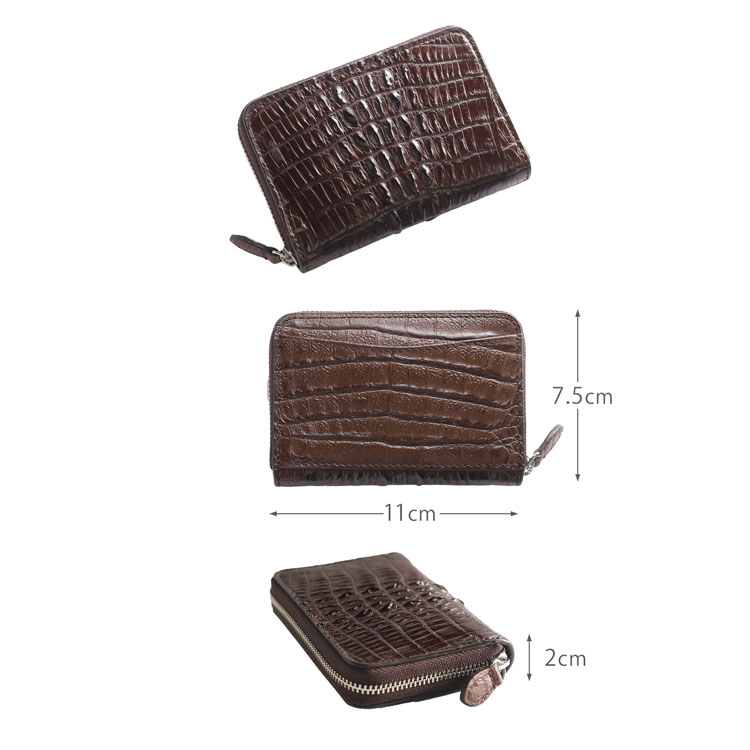 クロコダイルホーンバックラウンドミニ財布のサイズ