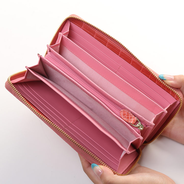 シャイニング クロコダイル 長財布 財布 ピンク レッド 大容量 大きい お財布 レディース 女性 かわいい