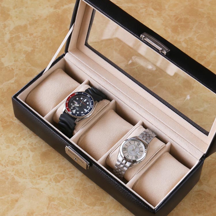 腕時計 収納ケース 5本 鍵付き 革 時計 ディスプレイ 保管 コレクション
