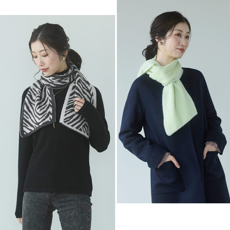 カシミヤ 100% ニット マフラー レディース ショートマフラー