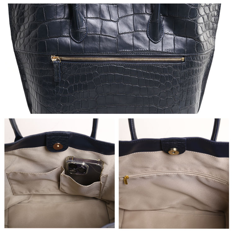 クロコダイル ハンドバッグ 2WAY ショルダー ワニ レザーの内装