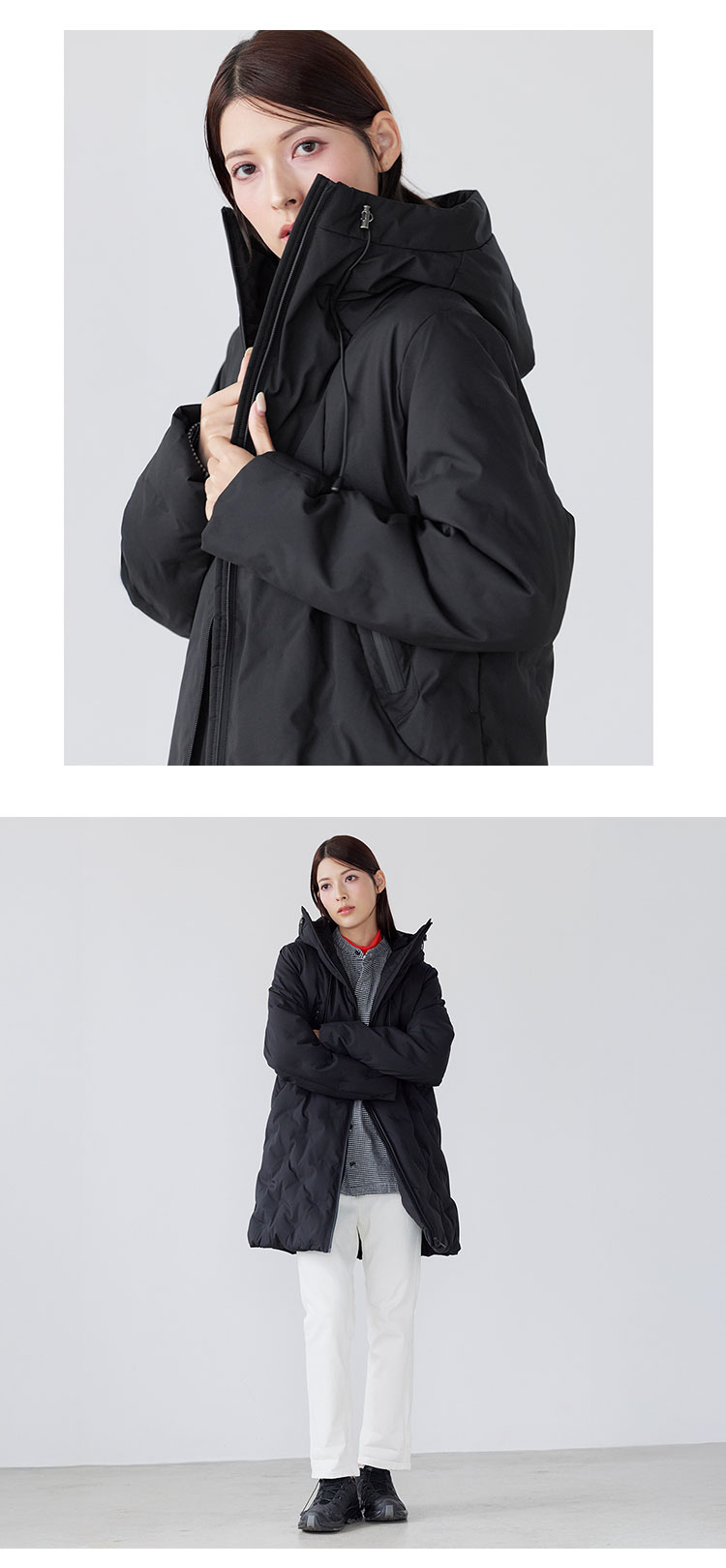 Filomoシームレスダウンコートダウン80%ブラック