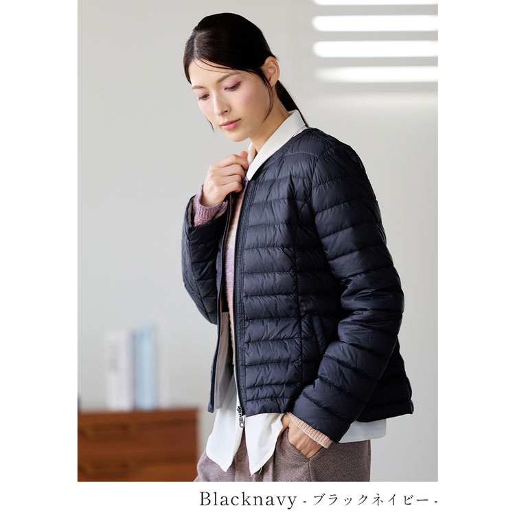 Filomo ダウン ジャケット レディース 軽量 ノーカラー 丸襟 ライトダウン