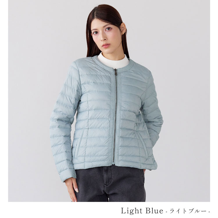 Filomo ダウン ジャケット レディース 軽量 ノーカラー 丸襟 ライトダウン