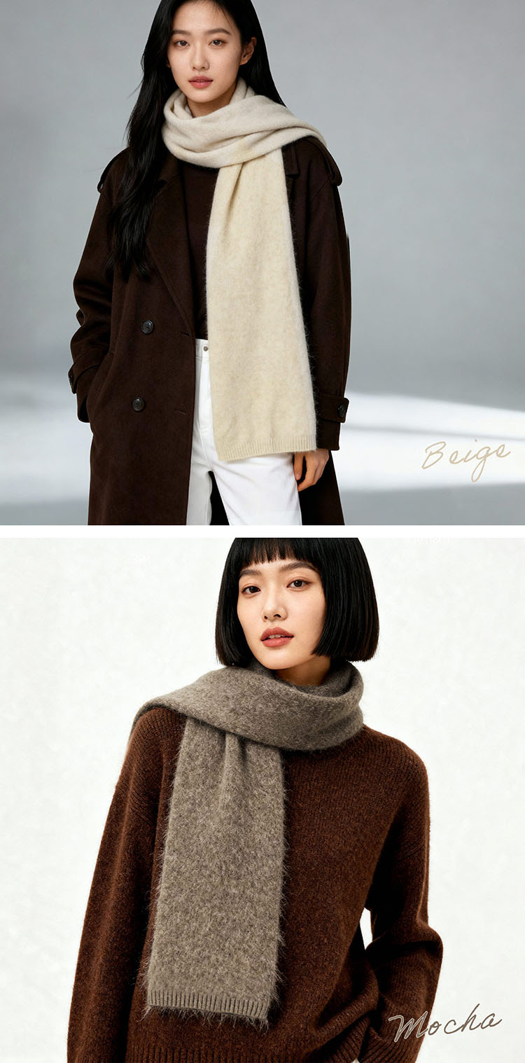 モカ カシミヤ100％ ニット マフラー レディース Filomo