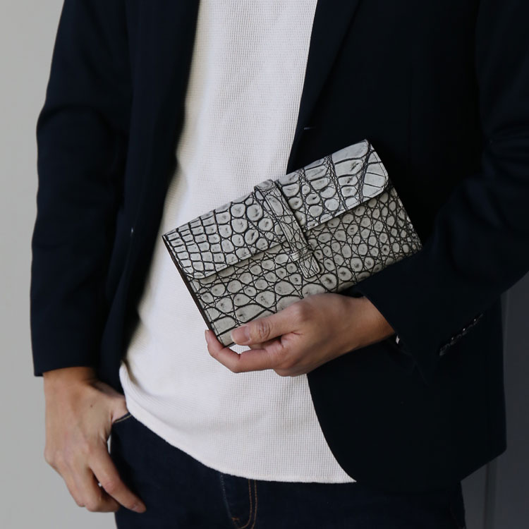 日本製クロコダイルクラッチ長財布
