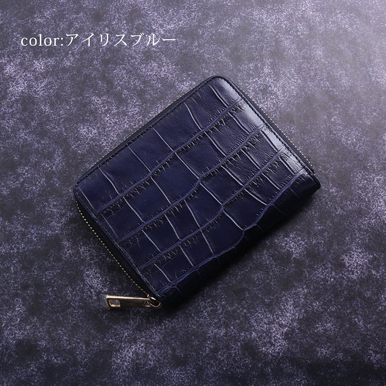 クロコダイル マット ラウンドファスナー 多機能財布 オーガナイザー カードケース