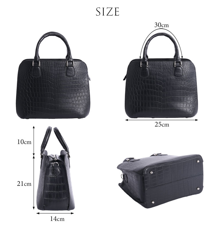 ナイルクロコダイル ハンドバッグ クロコダイルバッグ 本革 センター取り マット加工