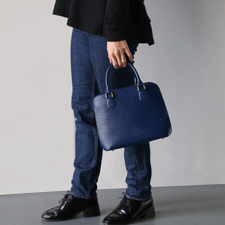 ナイルクロコダイル ハンドバッグ クロコダイルバッグ 本革 センター取り マット加工