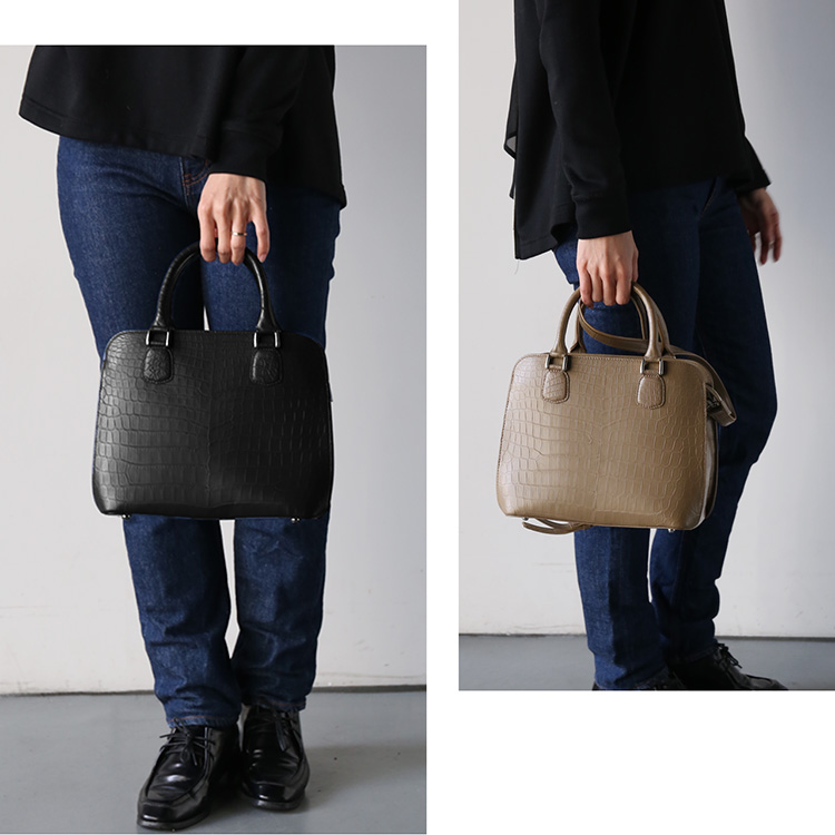 ナイルクロコダイル ハンドバッグ クロコダイルバッグ 本革 センター取り マット加工