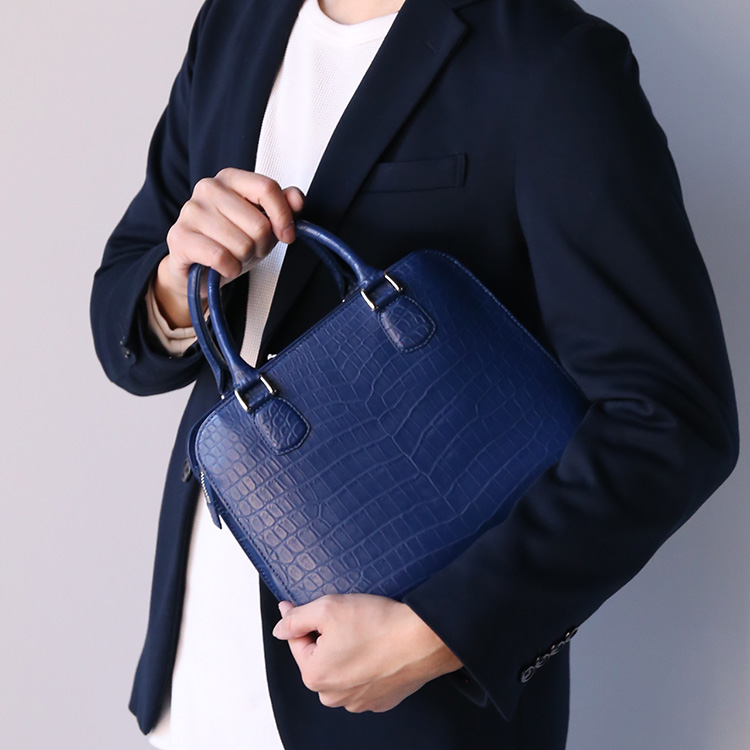 ナイルクロコダイル ハンドバッグ クロコダイルバッグ 本革 センター取り マット加工