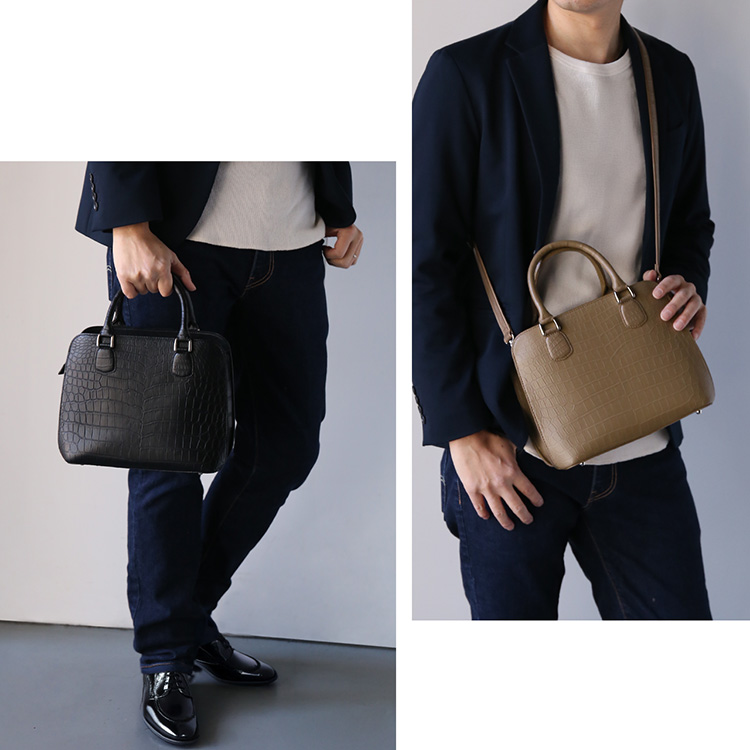 ナイルクロコダイル ハンドバッグ クロコダイルバッグ 本革 センター取り マット加工