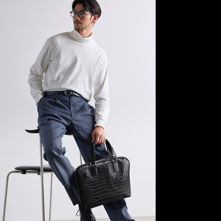 日本製クロコダイルビジネスバッグ