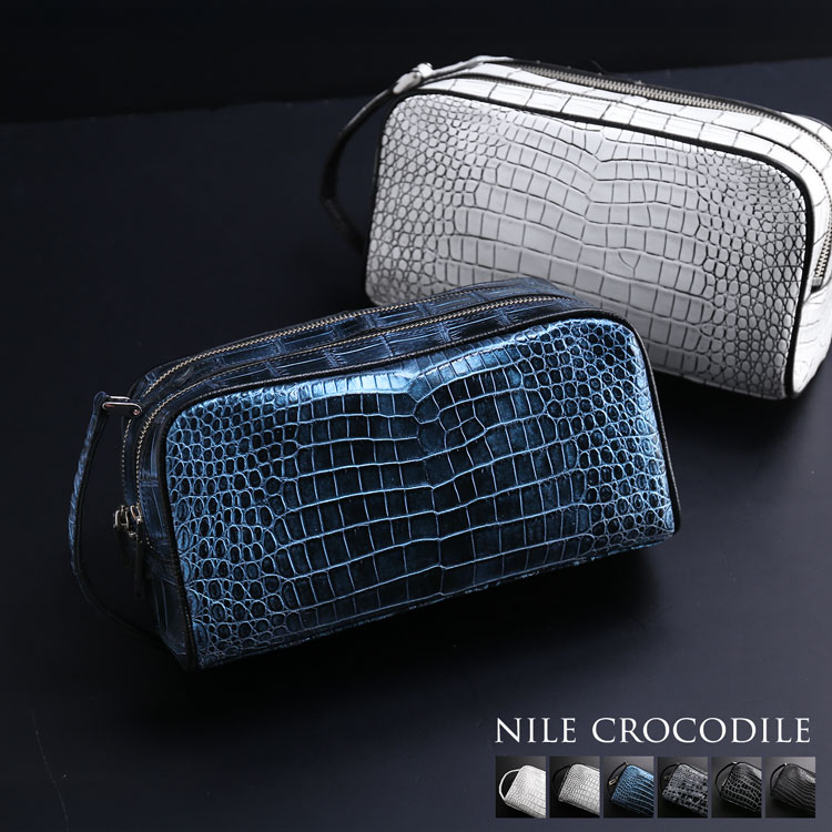 ナイルクロコダイルメンズセカンドバッグ日本製