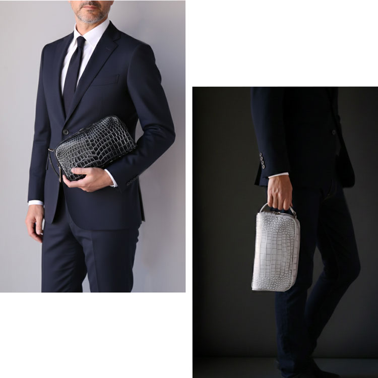 ナイルクロコダイルメンズセカンドバッグ日本製