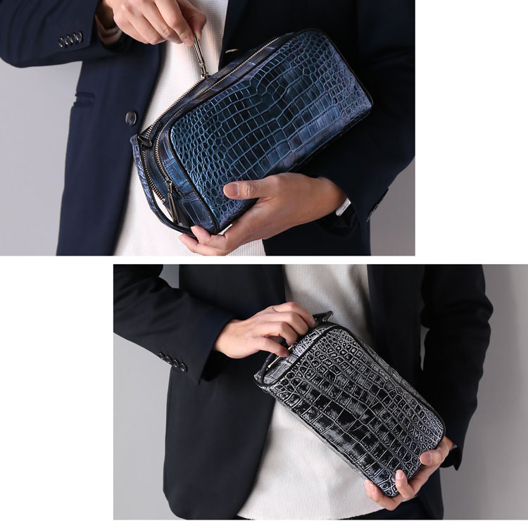 ナイルクロコダイルメンズセカンドバッグ日本製