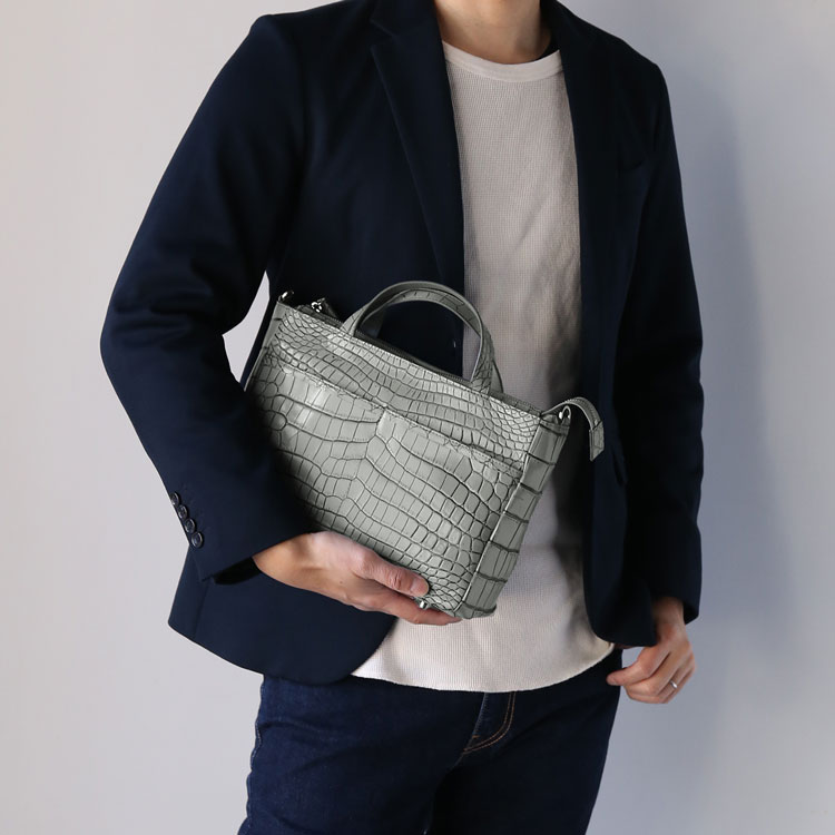 クロコダイルメンズミニトートバッグ
