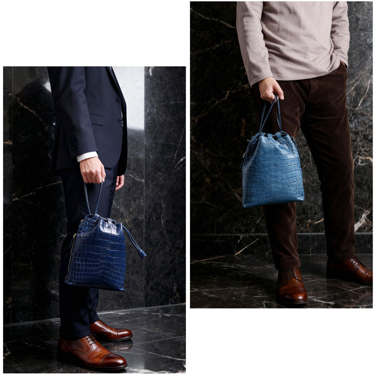 ナイルクロコダイル2way巾着バッグ