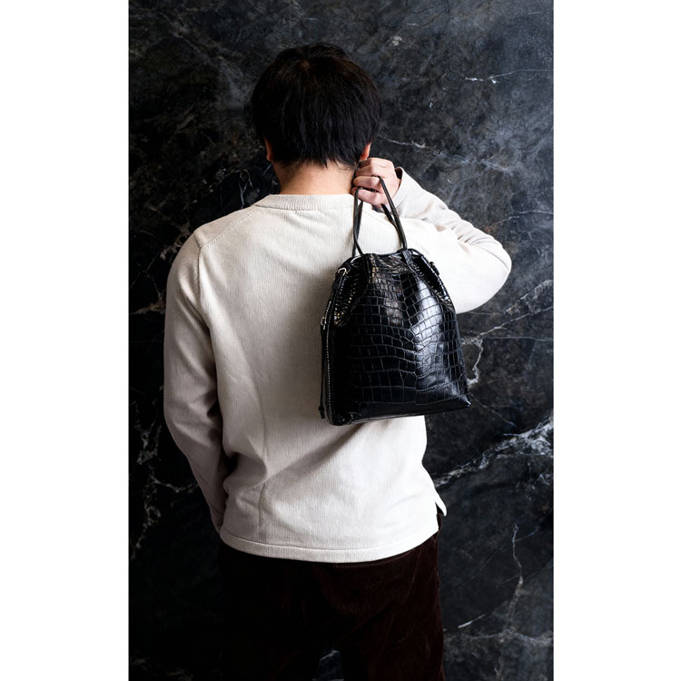 ナイルクロコダイル2way巾着バッグ