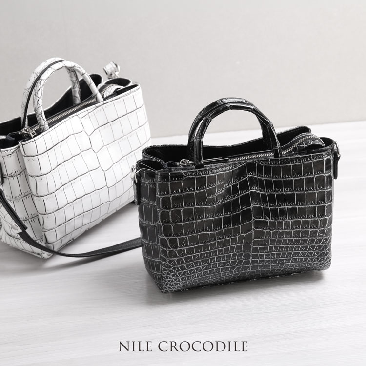 ナイルクロコダイル 日本製 2way ハンドバッグ