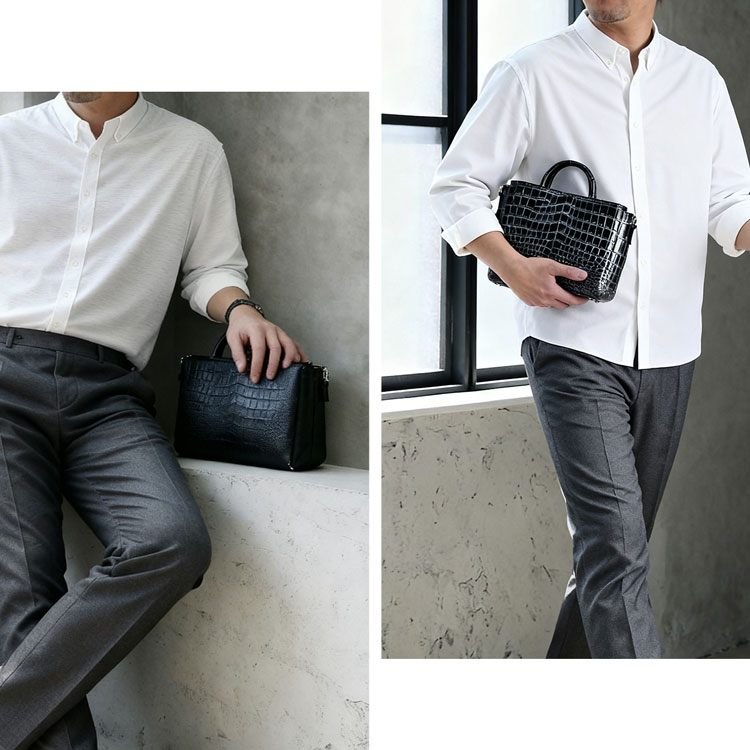 ナイルクロコダイル 日本製 2way ハンドバッグ