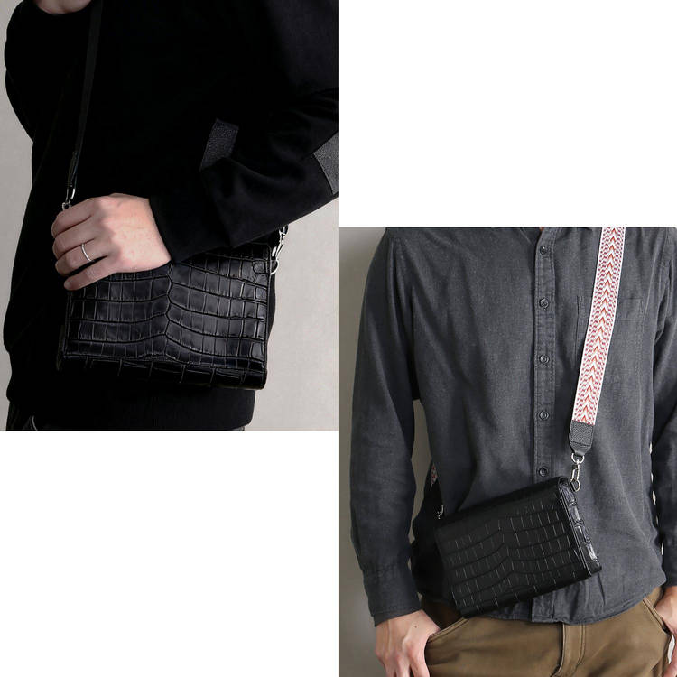 クロコダイルかぶせショルダーバッグ