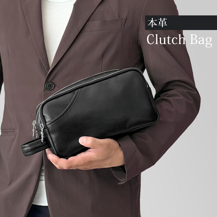 メンズ 牛革 セカンドバッグ クラッチ