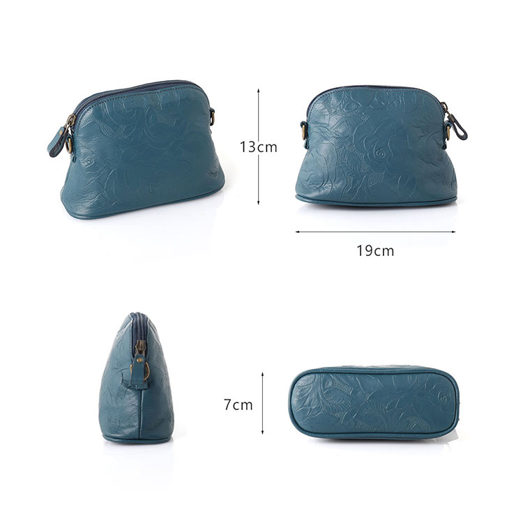 jamale 牛革 ミニショルダーバッグ チェーンショルダー ポーチ 花柄 型押し 日本製 (07000683r)