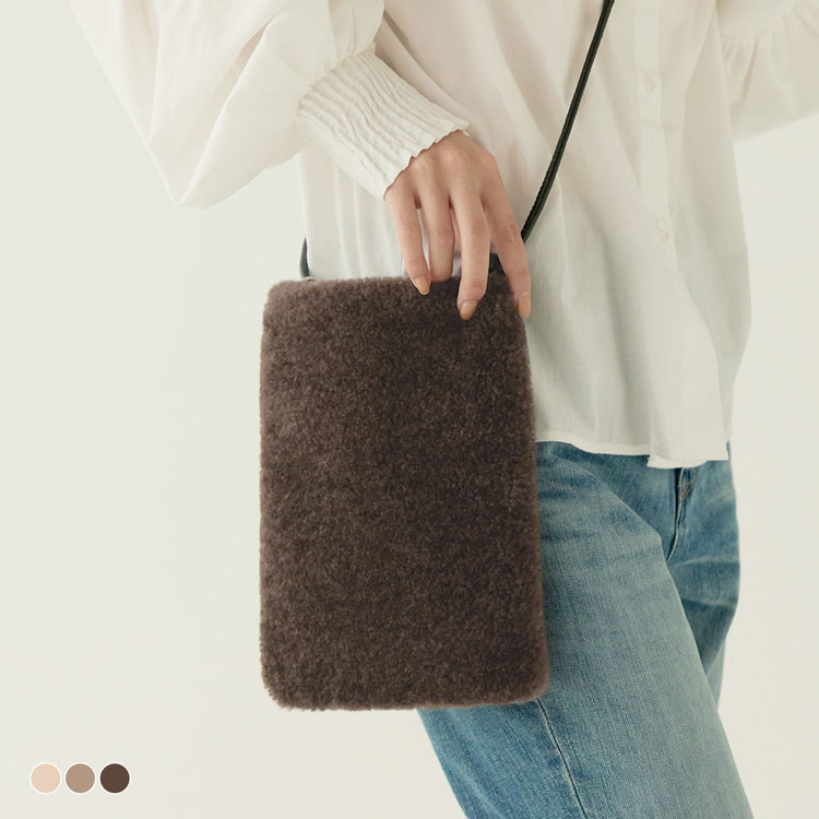 ファーバッグ ショルダー エコファー 斜めがけ バッグ レディース ムートン風 フェイク