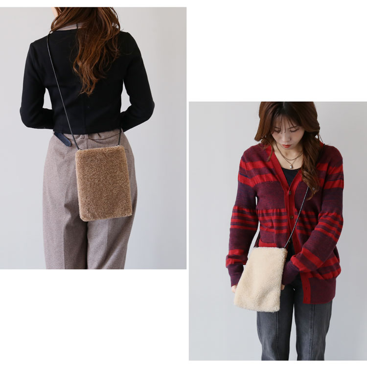 ファーバッグ ショルダー エコファー 斜めがけ バッグ レディース ムートン風 フェイク