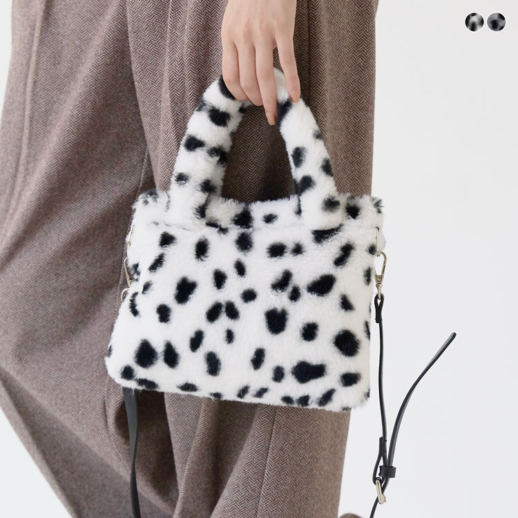 ファーバッグ ミニトート レディース アニマル柄 エコファー フェイクファー 