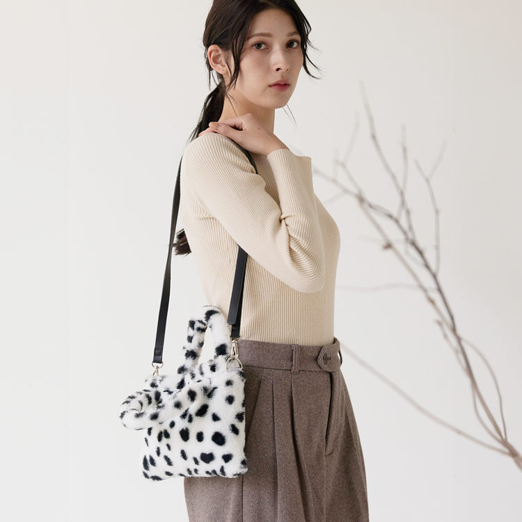 ファーバッグ ミニトート レディース アニマル柄 エコファー フェイクファー 