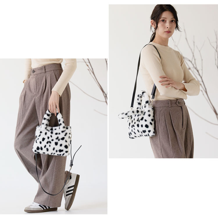 ファーバッグ ミニトート レディース アニマル柄 エコファー フェイクファー 