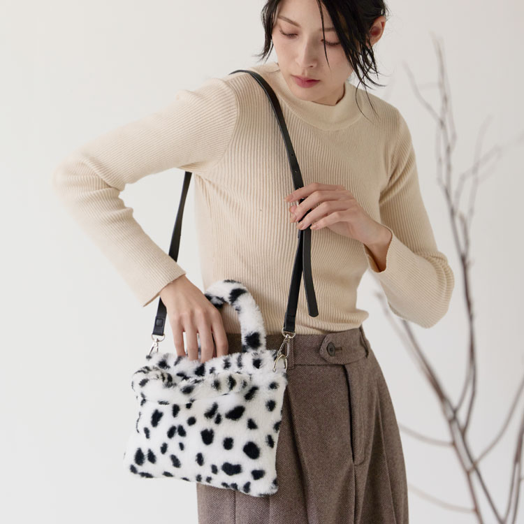 ファーバッグ ミニトート レディース アニマル柄 エコファー フェイクファー 